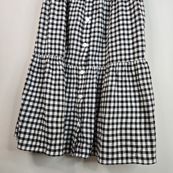 BeachLunchLounge Women Size M Black&White Gingham Square Neck Dress - Picture 5 of 13